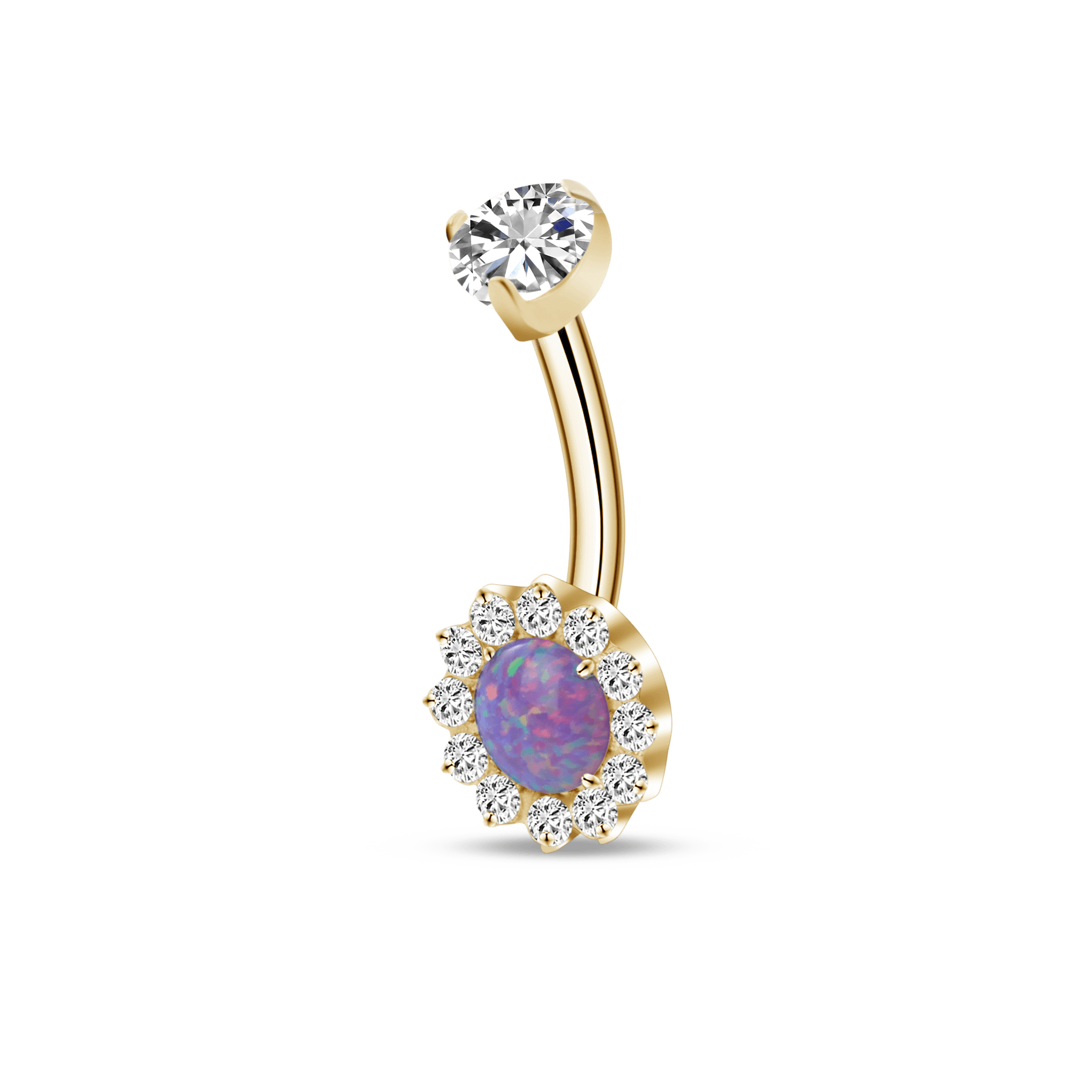 Piercing ombelico in oro con cristallo viola - NovaNavel