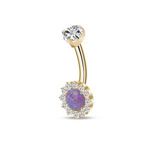 Piercing ombelico in oro con cristallo viola - NovaNavel