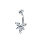 Piercing ombelico loto bianco in argento - NovaNavel