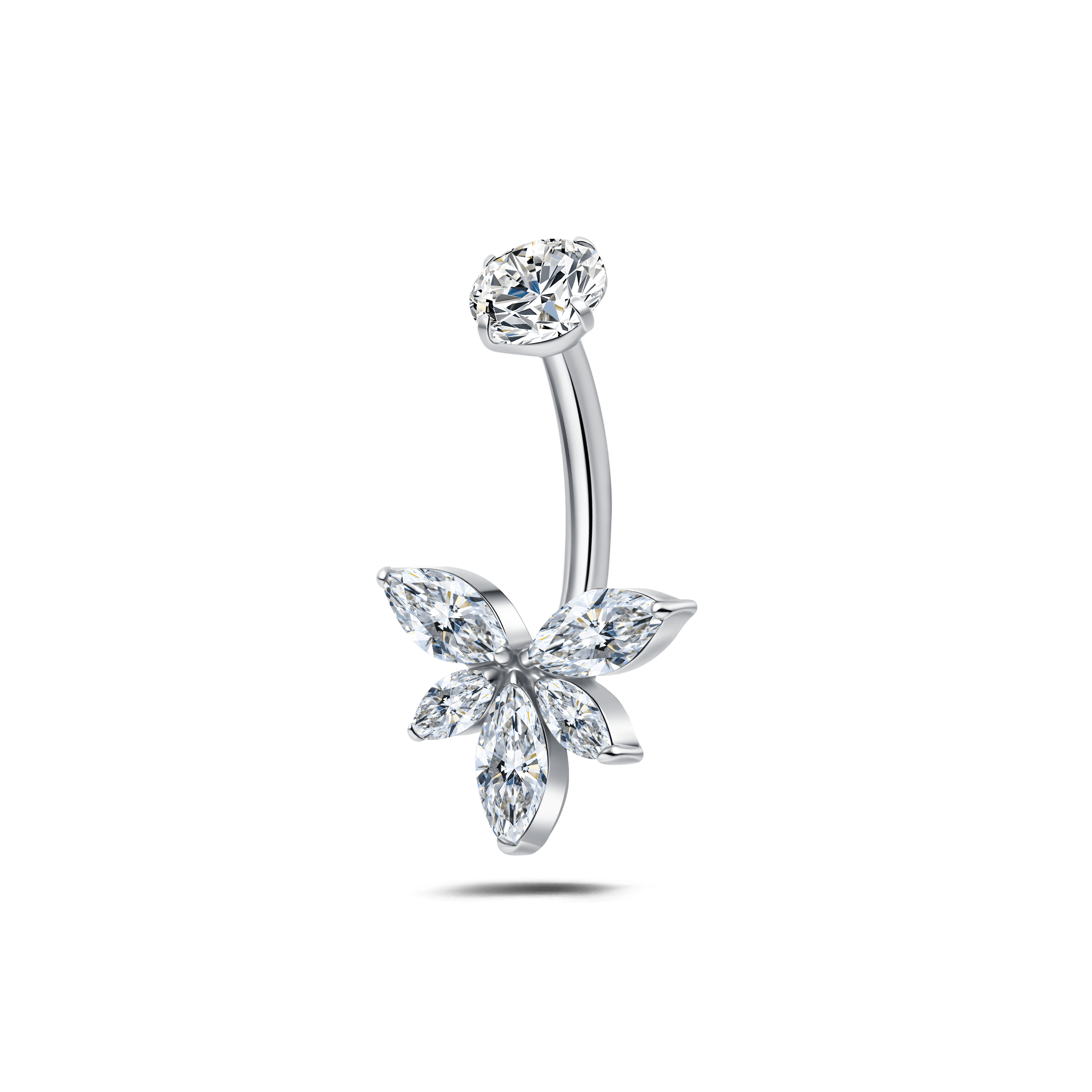 Piercing ombelico loto bianco in argento - NovaNavel