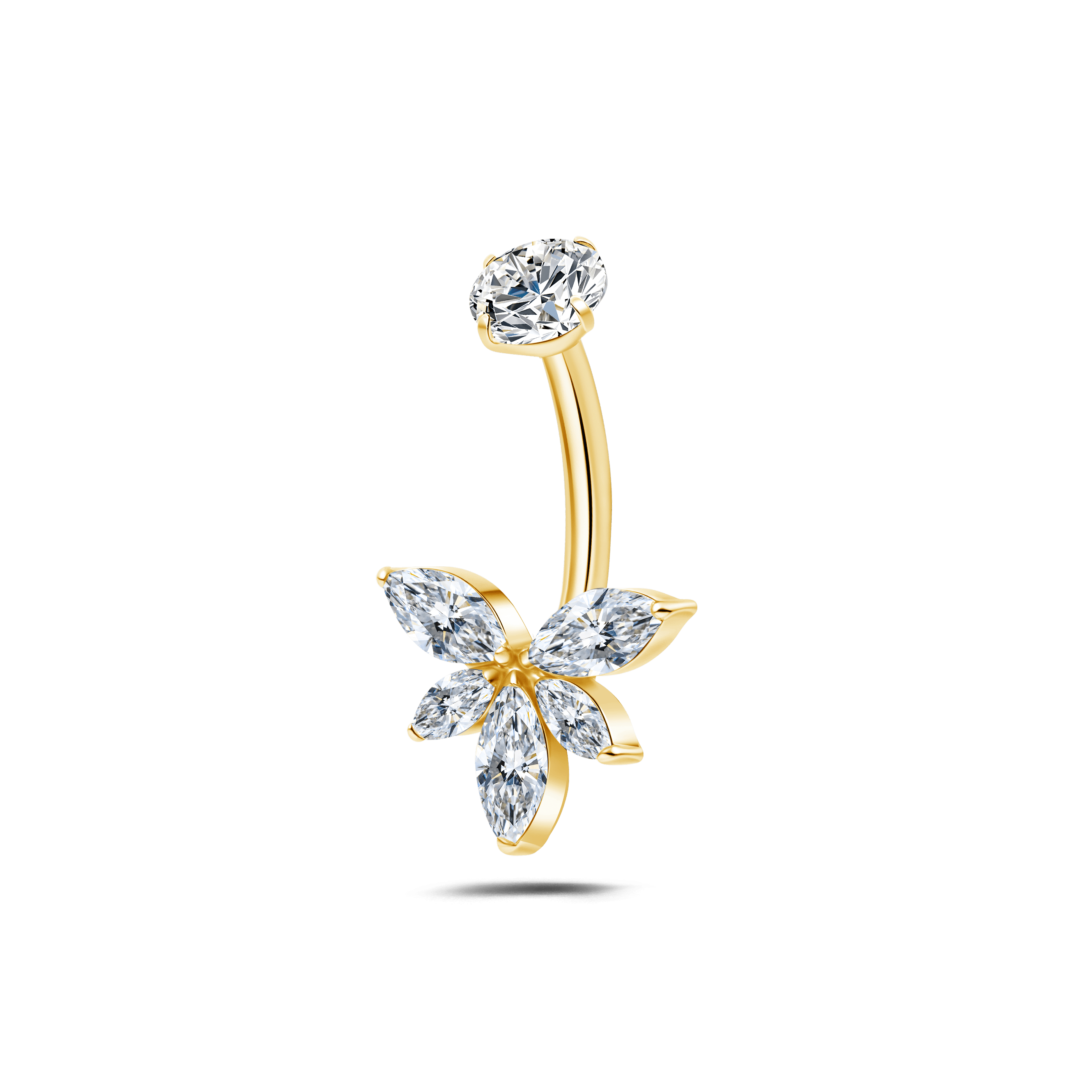 Piercing ombelico loto bianco in oro - NovaNavel