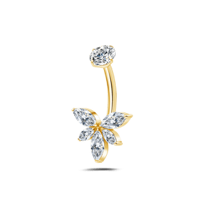 Piercing ombelico loto bianco in oro - NovaNavel