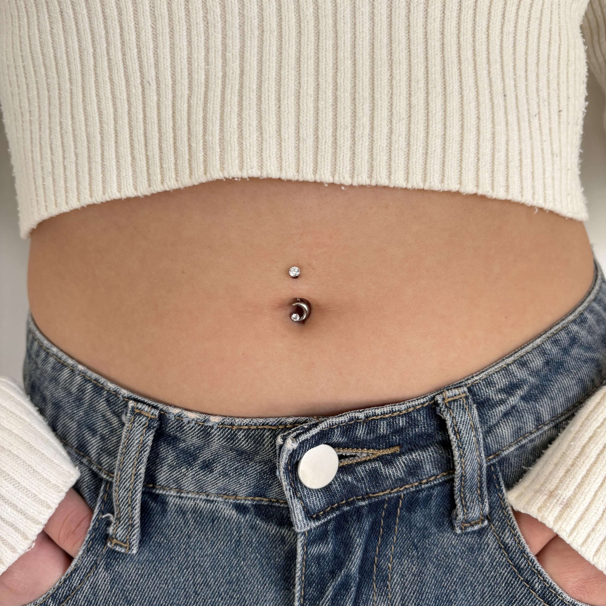 Piercing ombelico luna in argento - NovaNavel