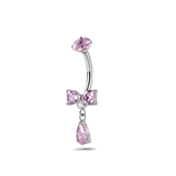 Piercing ombelico mini fiocco rosa e bianco in argento - NovaNavel®