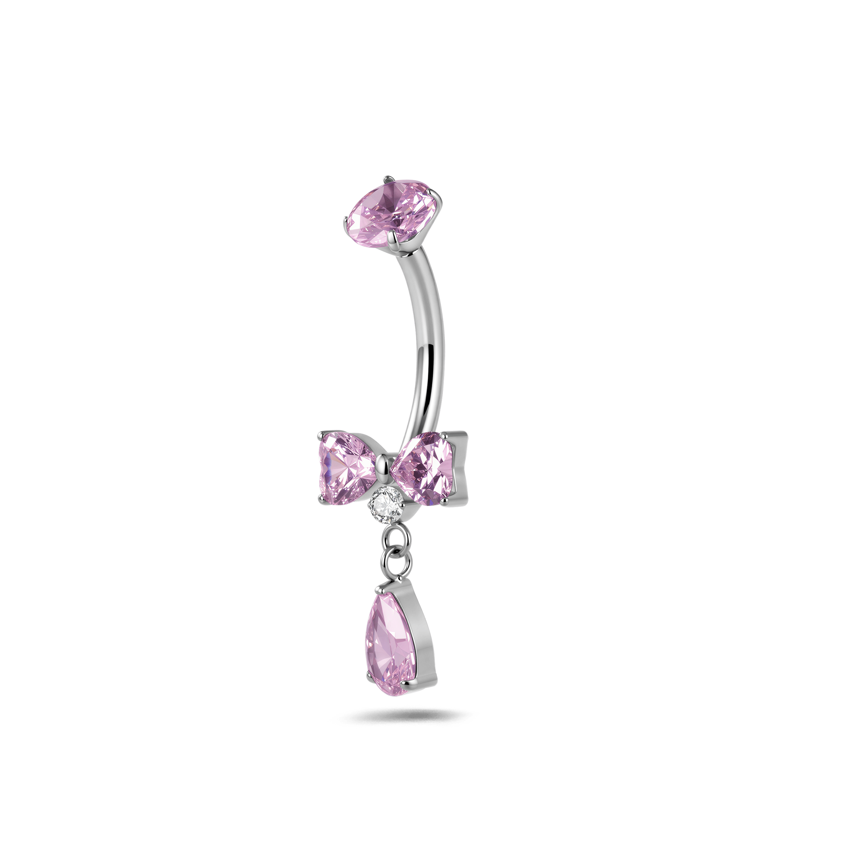Piercing ombelico mini fiocco rosa e bianco in argento - NovaNavel®