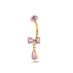Piercing ombelico mini fiocco rosa e bianco in oro - NovaNavel®