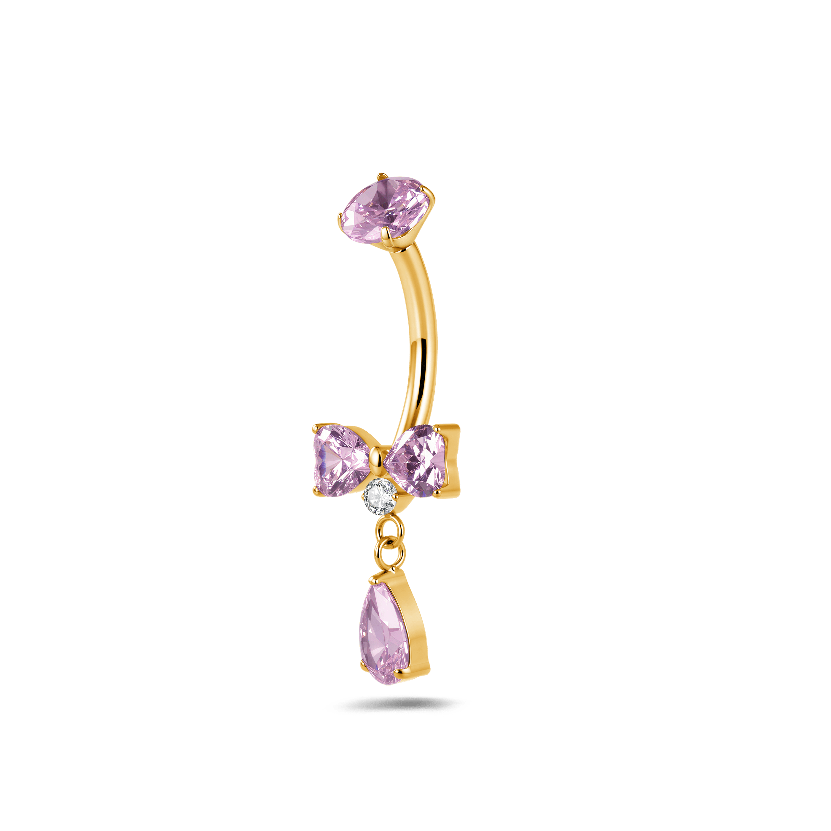 Piercing ombelico mini fiocco rosa e bianco in oro - NovaNavel®