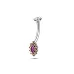 Piercing ombelico mini golden flower ocra e rosso in argento - NovaNavel®