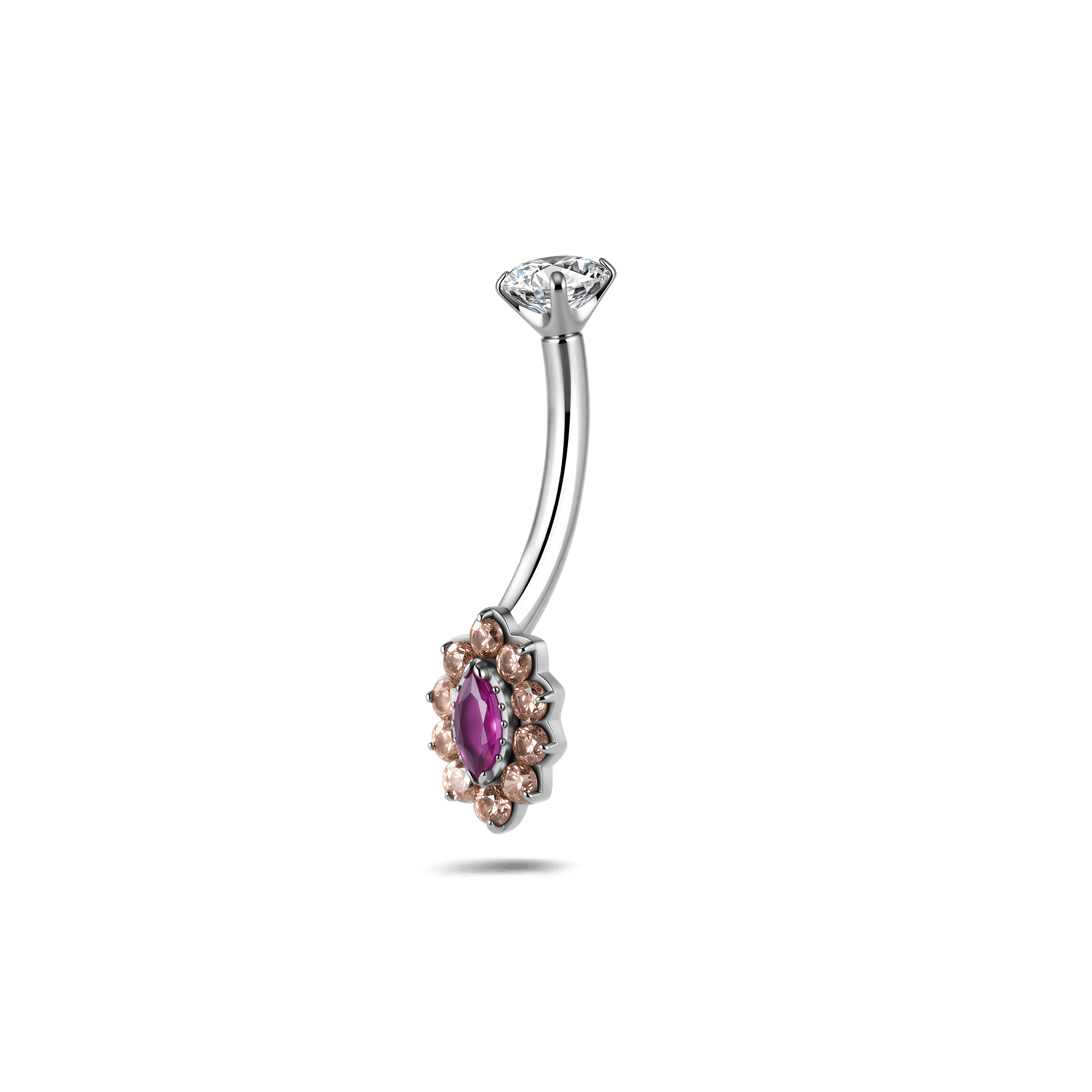Piercing ombelico mini golden flower ocra e rosso in argento - NovaNavel®