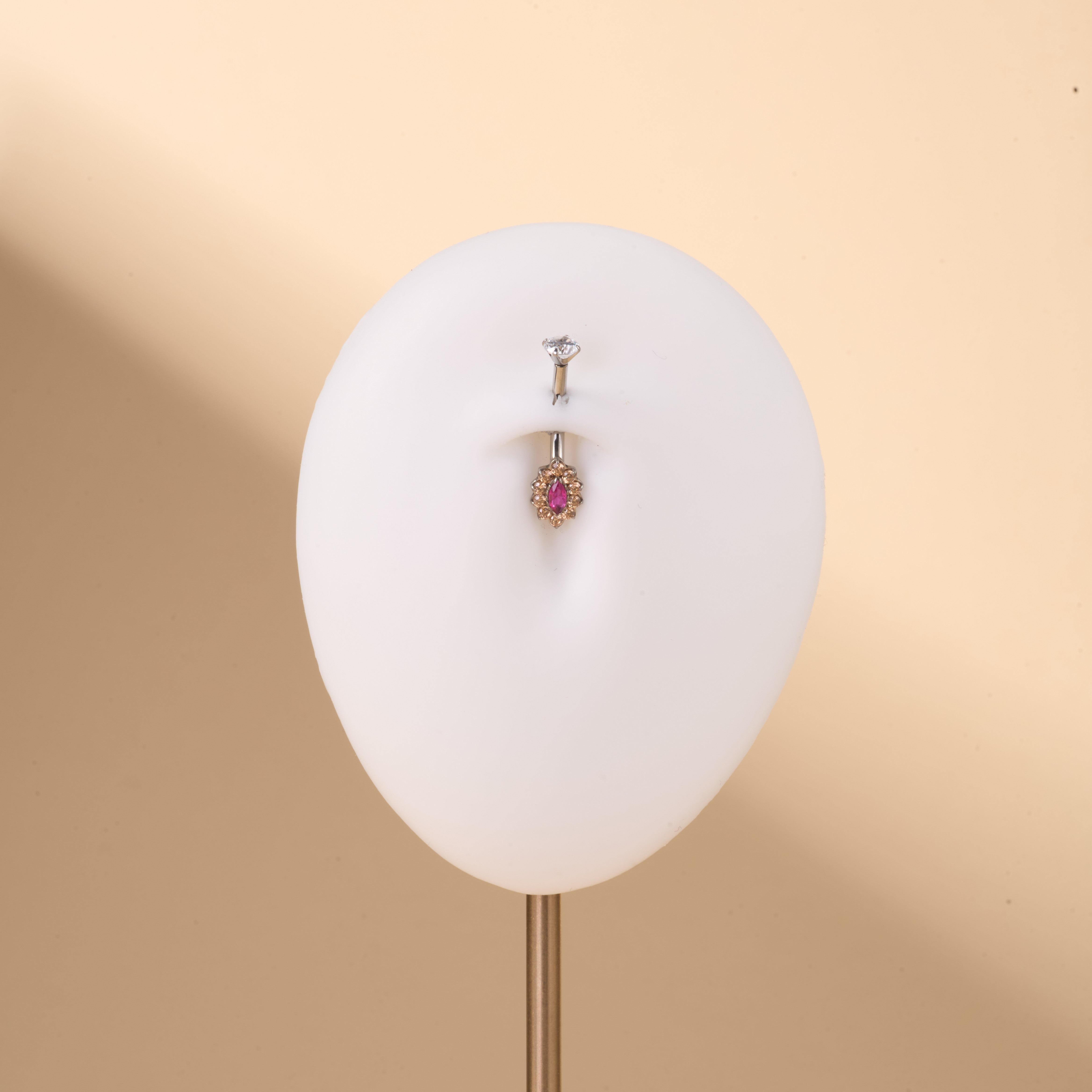 Piercing ombelico mini golden flower ocra e rosso in argento - NovaNavel®
