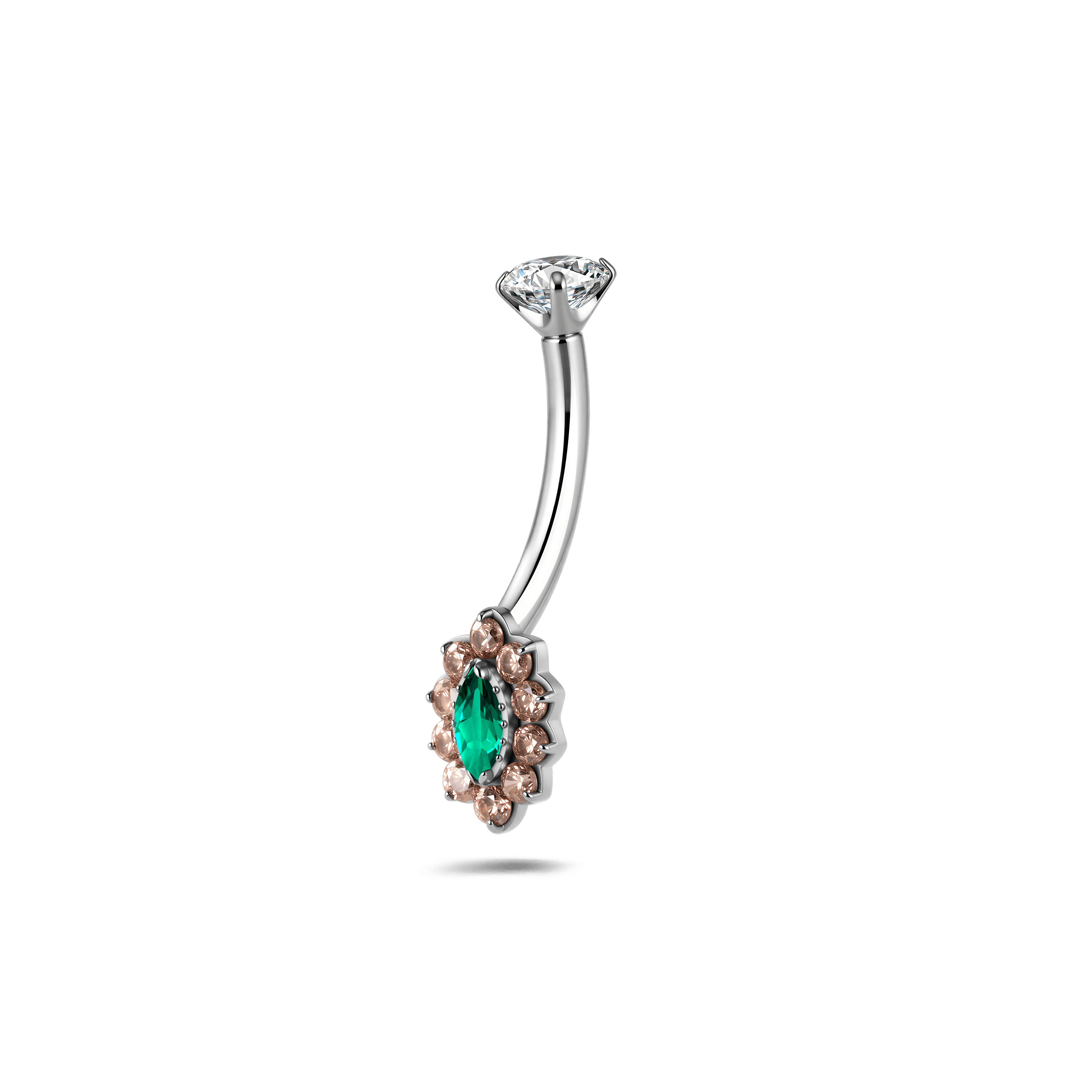Piercing ombelico mini golden flower ocra e verde in argento - NovaNavel®