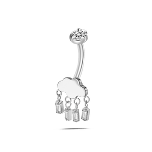 Piercing ombelico nuvola bianca in argento - NovaNavel