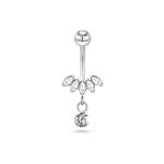 Piercing ombelico petali bianchi in argento - NovaNavel