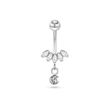 Piercing ombelico petali bianchi in argento - NovaNavel