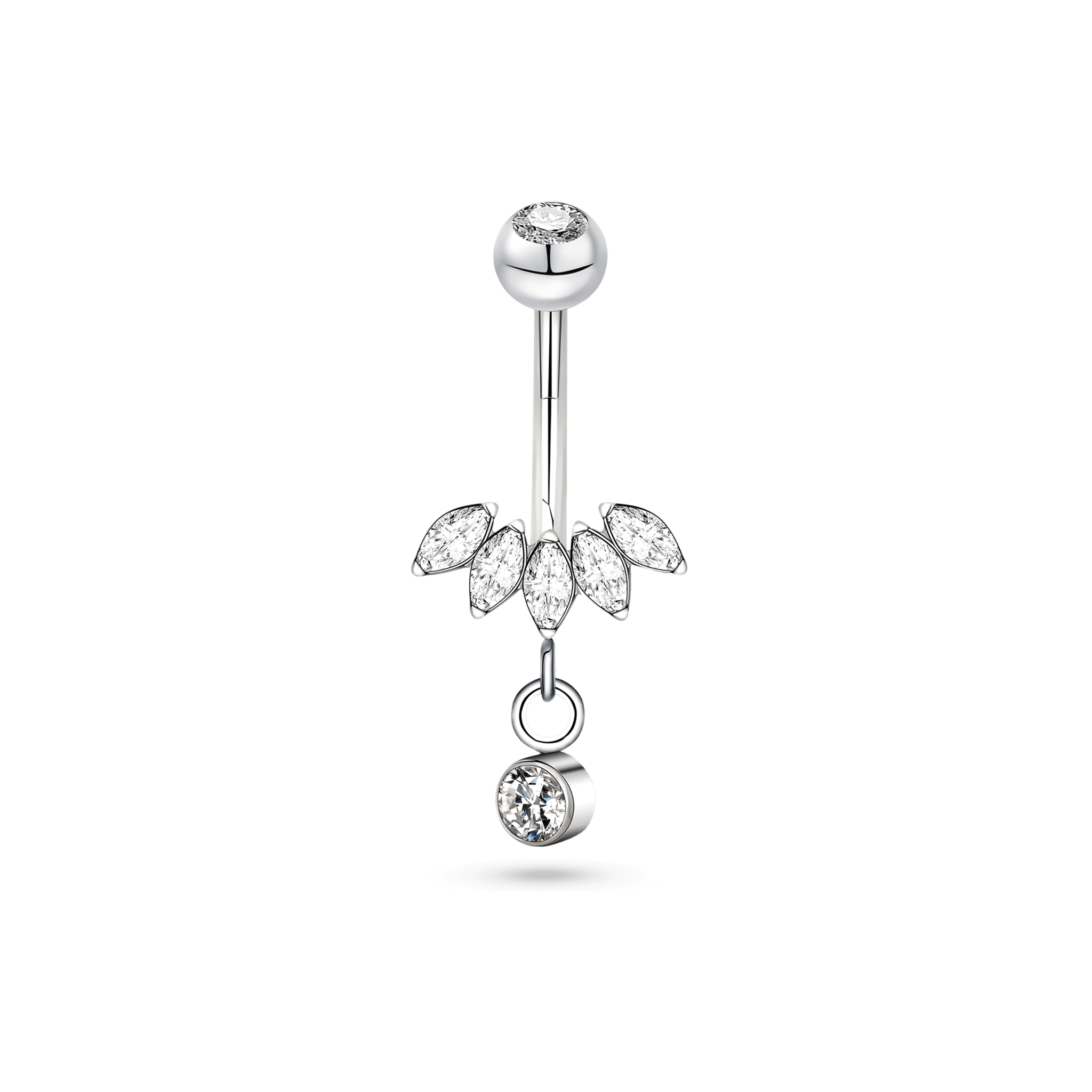 Piercing ombelico petali bianchi in argento - NovaNavel
