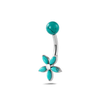 Piercing ombelico petali di gemme turchesi in argento - NovaNavel®