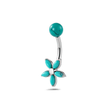 Piercing ombelico petali di gemme turchesi in argento - NovaNavel®
