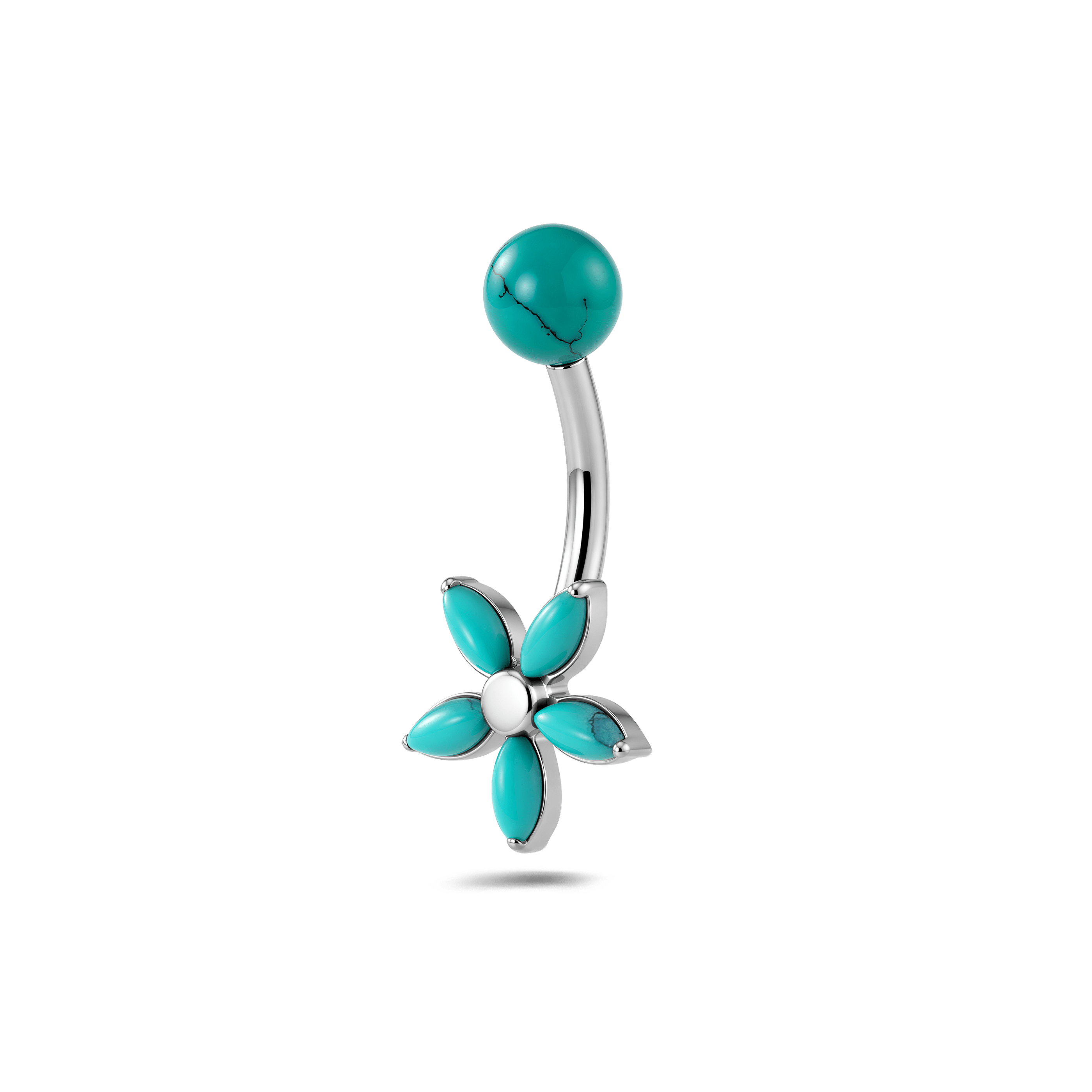 Piercing ombelico petali di gemme turchesi in argento - NovaNavel®