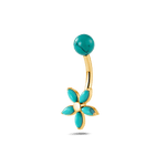 Piercing ombelico petali di gemme turchesi in oro - NovaNavel®