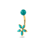Piercing ombelico petali di gemme turchesi in oro - NovaNavel®