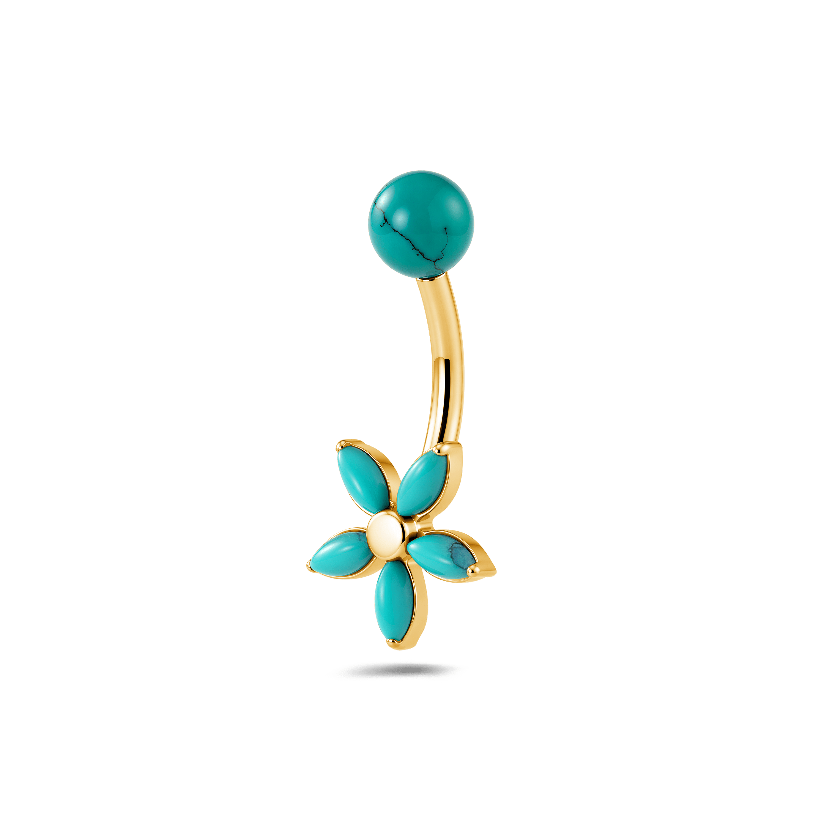 Piercing ombelico petali di gemme turchesi in oro - NovaNavel®