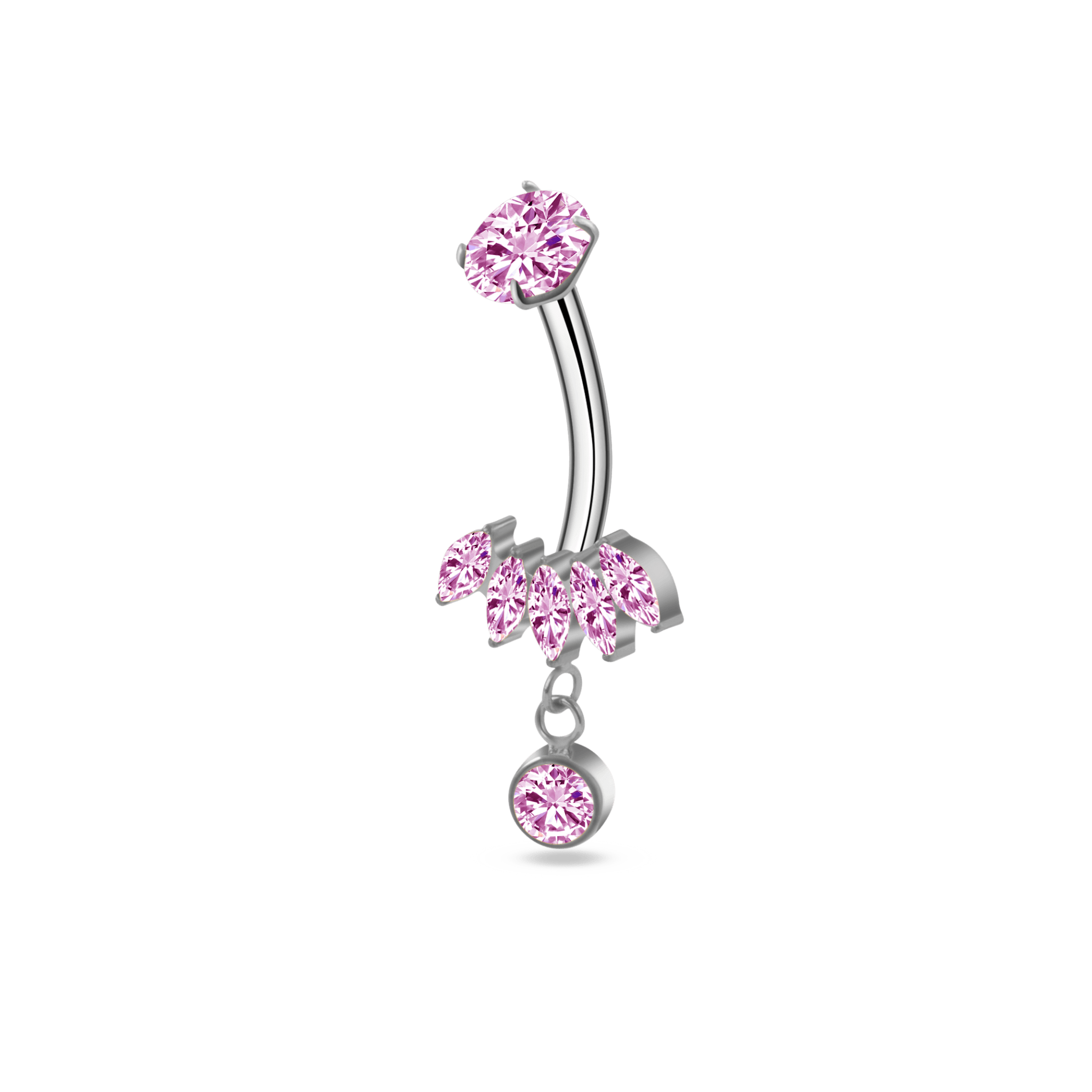 Piercing ombelico petali rosa in argento - NovaNavel