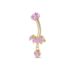 Piercing ombelico petali rosa in oro - NovaNavel