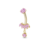 Piercing ombelico petali rosa in oro - NovaNavel