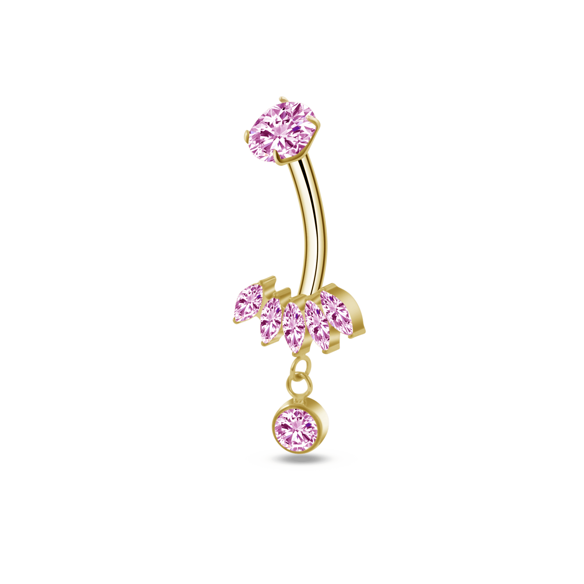 Piercing ombelico petali rosa in oro - NovaNavel