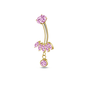 Piercing ombelico petali rosa in oro - NovaNavel