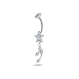 Piercing ombelico petalo bianco in argento - NovaNavel®