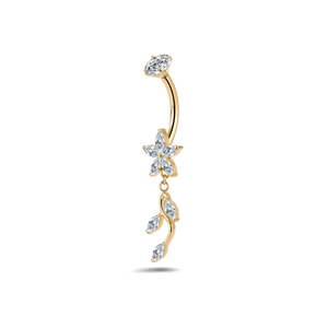 Piercing ombelico petalo bianco in oro - NovaNavel®