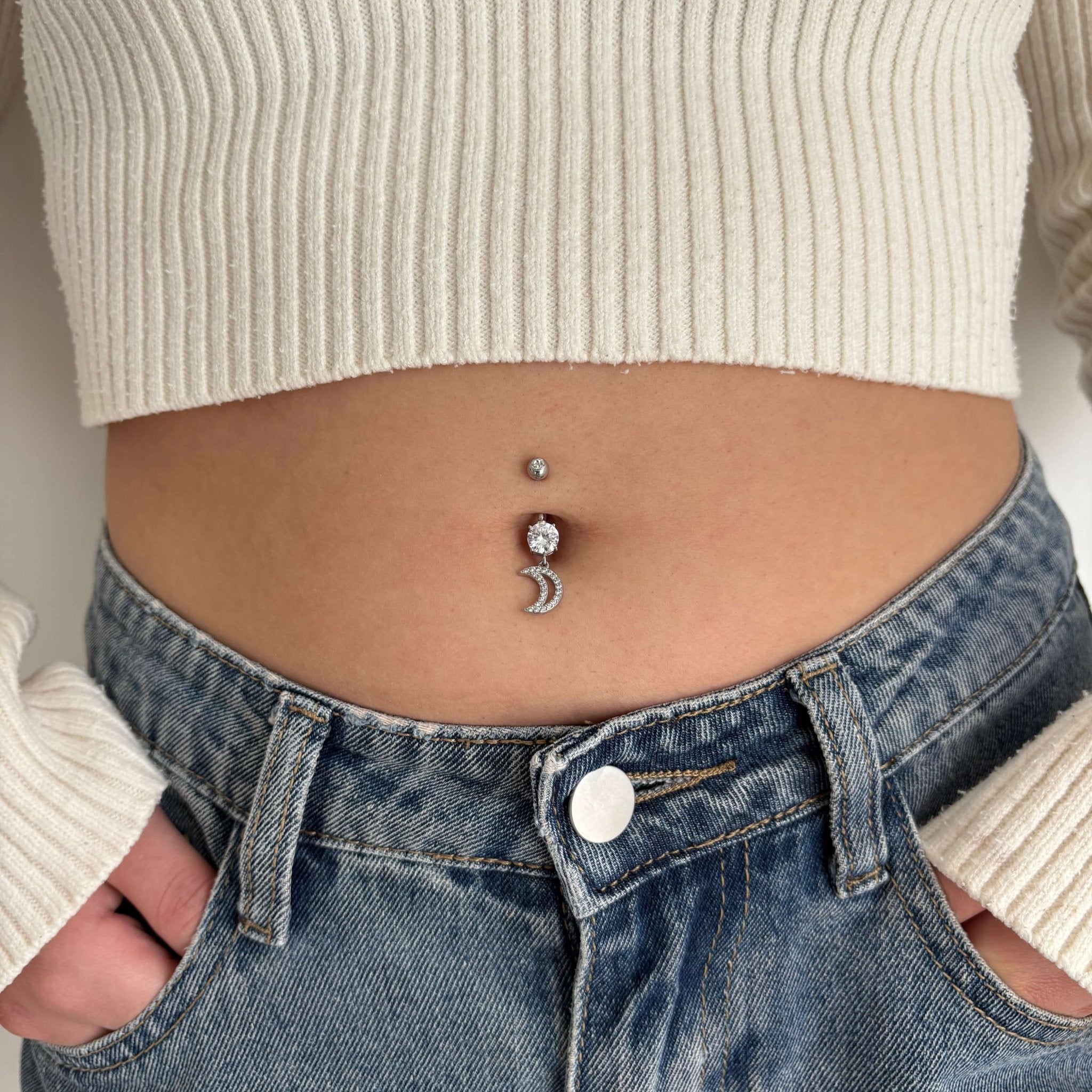 Piercing ombelico piccola luna in argento - NovaNavel