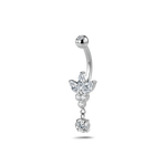 Piercing ombelico piccolo fiore luminoso bianco in argento - NovaNavel®
