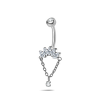 Piercing ombelico pietre taglio marquise e catena in argento - NovaNavel