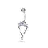 Piercing ombelico pietre taglio marquise e catena in argento - NovaNavel