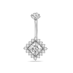 Piercing ombelico quadrato bianco in argento - NovaNavel