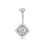 Piercing ombelico quadrato bianco in argento - NovaNavel