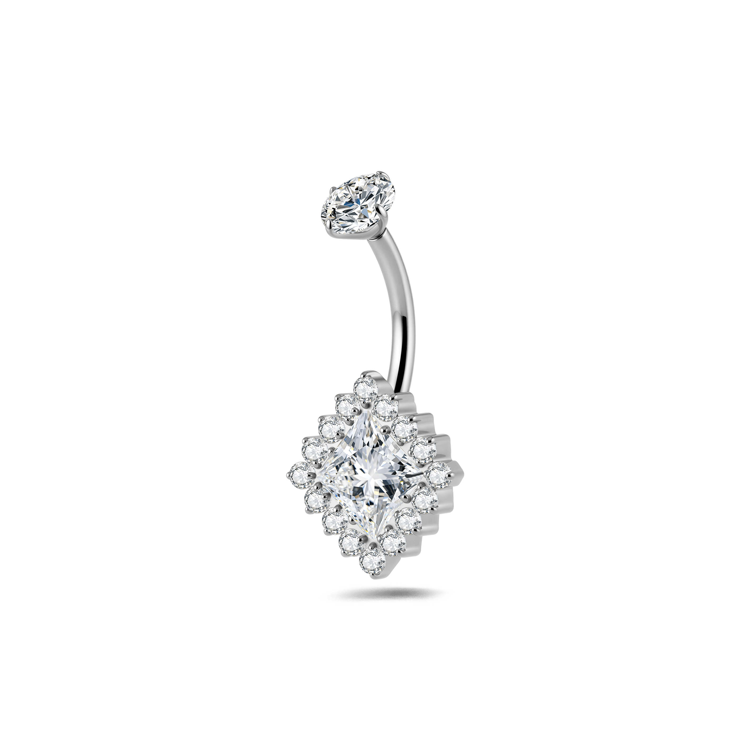 Piercing ombelico quadrato bianco in argento - NovaNavel®