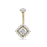 Piercing ombelico quadrato bianco in oro - NovaNavel