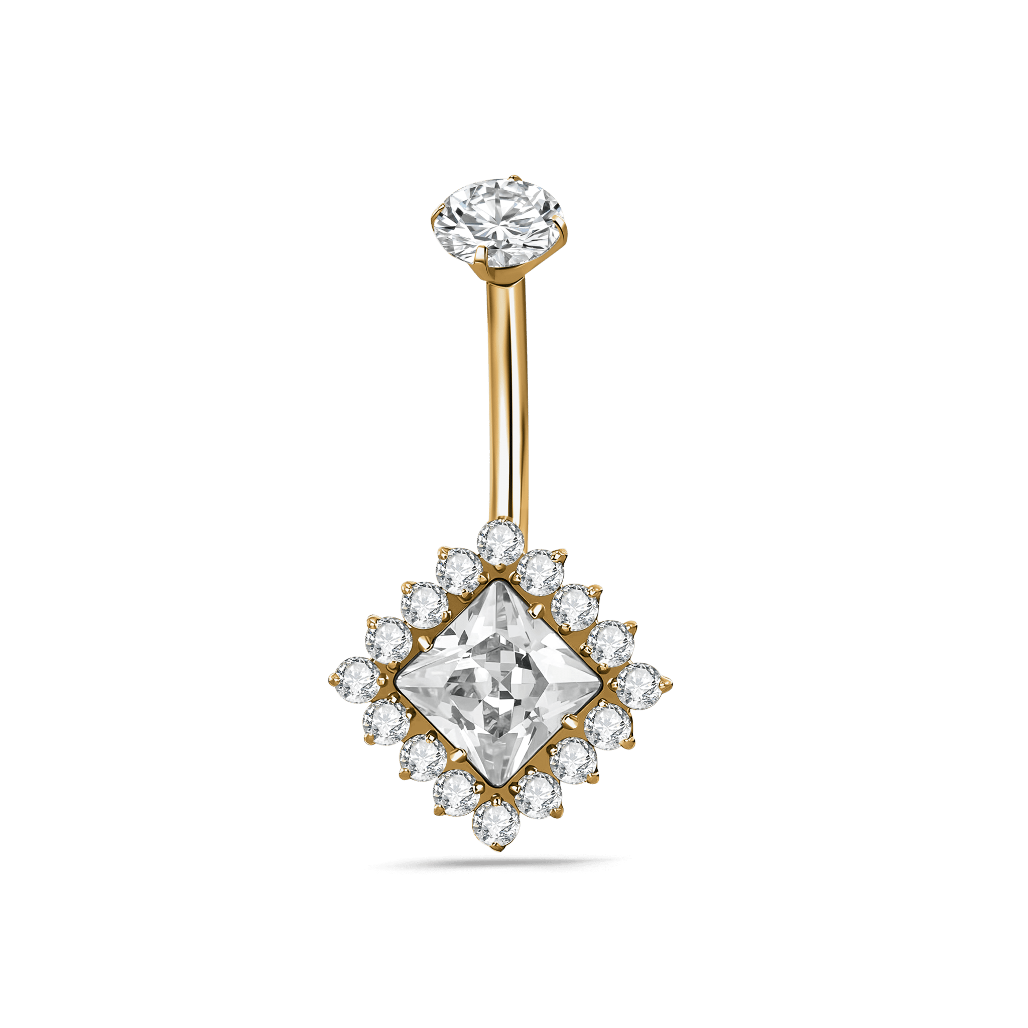 Piercing ombelico quadrato bianco in oro - NovaNavel