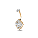Piercing ombelico quadrato bianco in oro - NovaNavel®