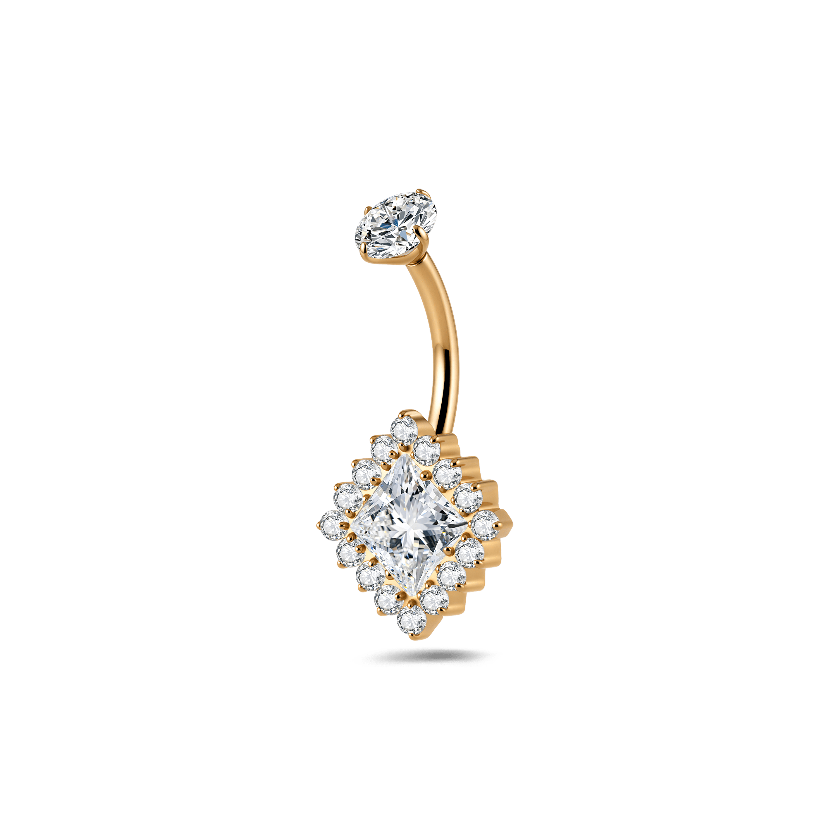 Piercing ombelico quadrato bianco in oro - NovaNavel®