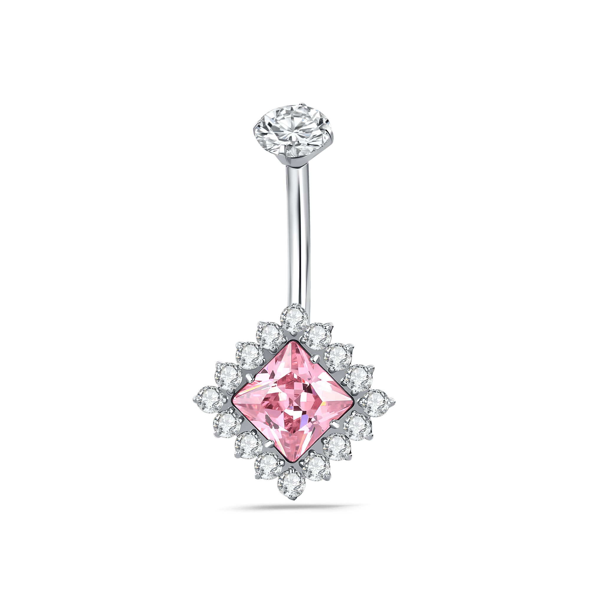 Piercing ombelico quadrato rosa in argento - NovaNavel