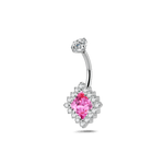 Piercing ombelico quadrato rosa in argento - NovaNavel®