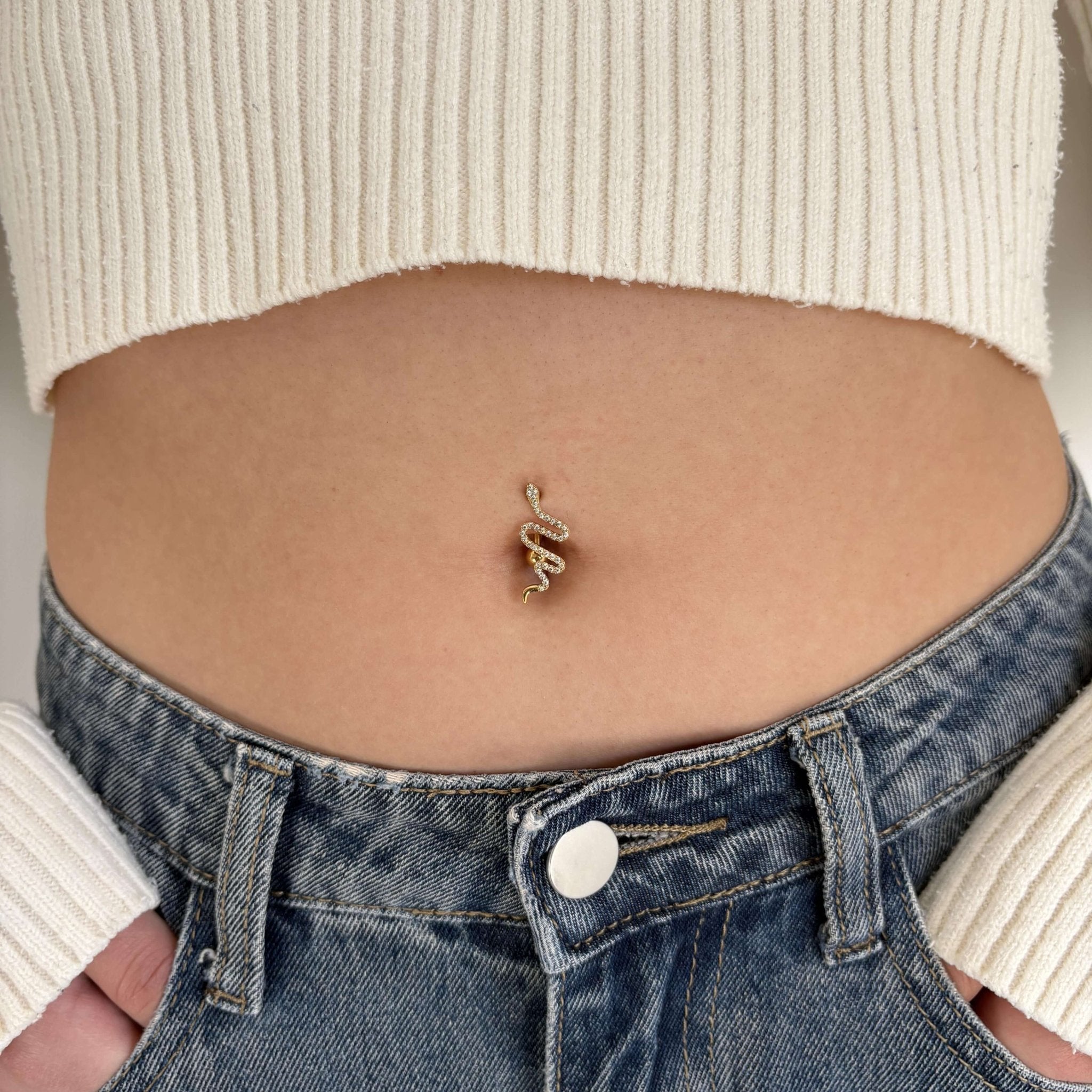 Piercing ombelico serpente in oro - NovaNavel
