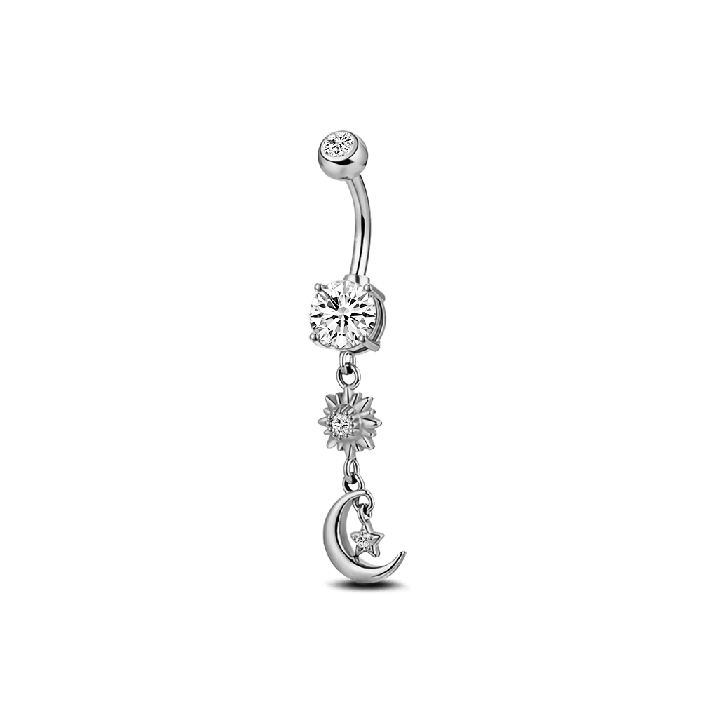 Piercing ombelico sole e luna in argento - NovaNavel