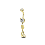 Piercing ombelico sole e luna in oro - NovaNavel