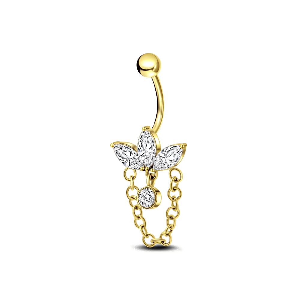 Piercing ombelico taglio marquise con catena in oro - NovaNavel