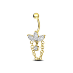 Piercing ombelico taglio marquise con catena in oro - NovaNavel